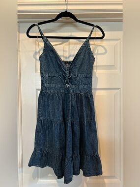 Angie Indigo Ruffle V-Neck Tiered Mini Dress, NWT, size Medium
